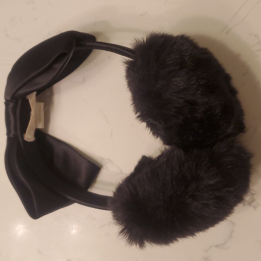 Kate Spade Black Ear Muffs Faux Fur with Bow